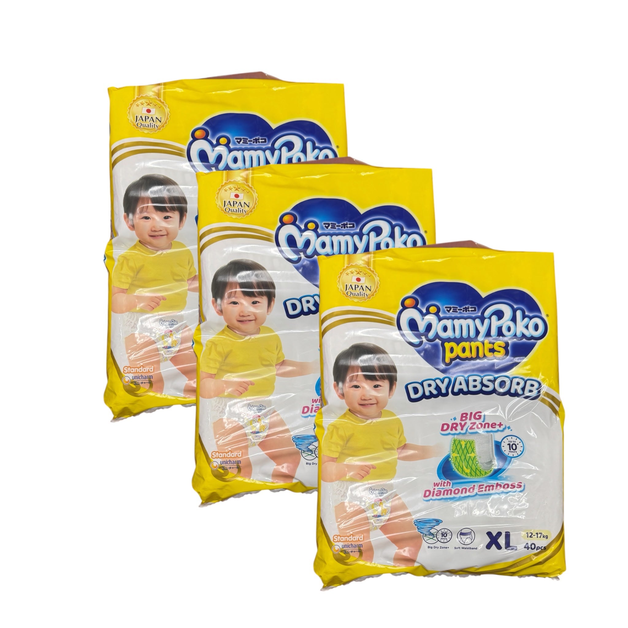 MamyPoko Standard Pants Baby Diapers, XL, 12-17kg, 40 Pcs x 3 Packs [Carton] Main image