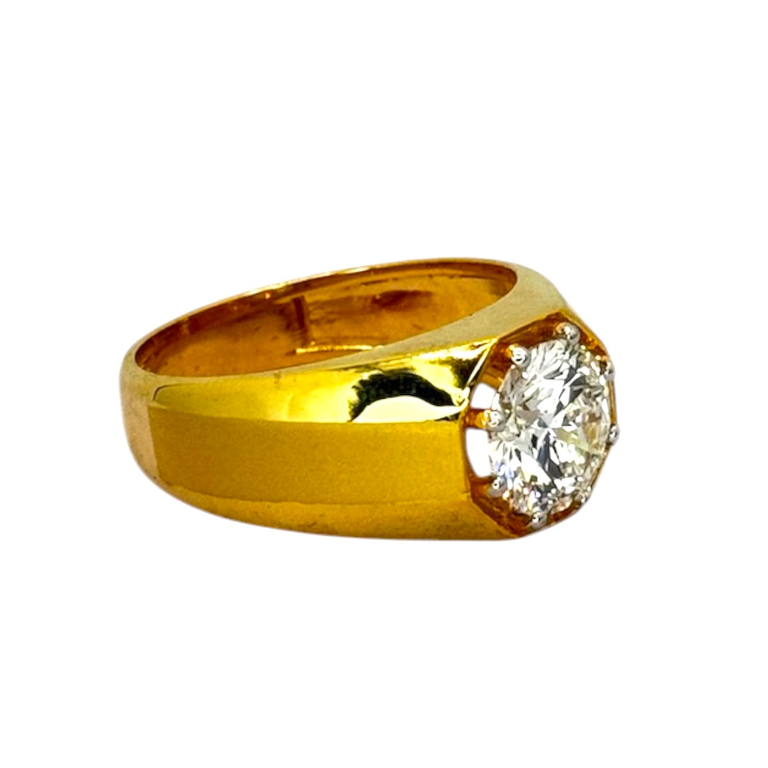 9KYG Solitaire Lab Grown Diamond=2.28cts, E-F Color, VVS1 Men Ring
