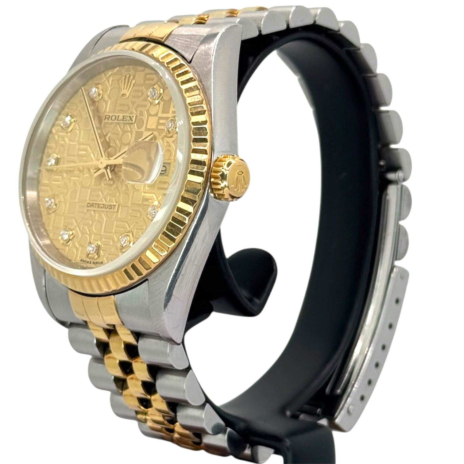 Rolex 16233 Datejust Half Gold Big Diamond Index, Computer Dial Watch, 36mm