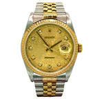 Rolex 16233 Datejust Half Gold Big Diamond Index, Computer Dial Watch, 36mm