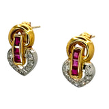 18K/PT850 Ruby6=0.58ct, DIa14=0.18ct Earring