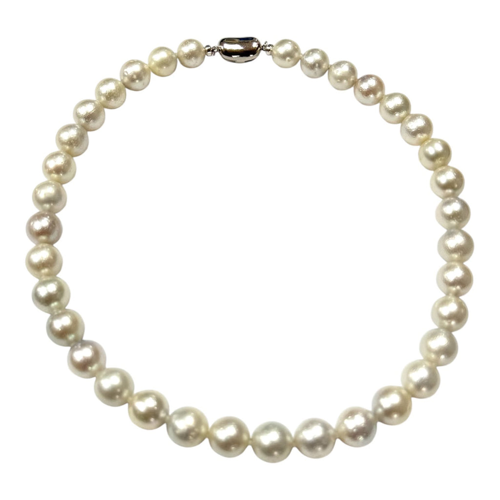 White South Sea Pearl=10.1-11.9mm Silver Clasp w/Cert