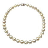 White South Sea Pearl=10.1-11.9mm Silver Clasp w/Cert