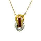 18K/PT850 Ruby3=0.53cts, Dia=0.16cts Chain w/Pendant