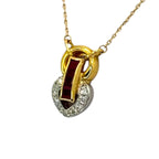 18K/PT850 Ruby3=0.53cts, Dia=0.16cts Chain w/Pendant