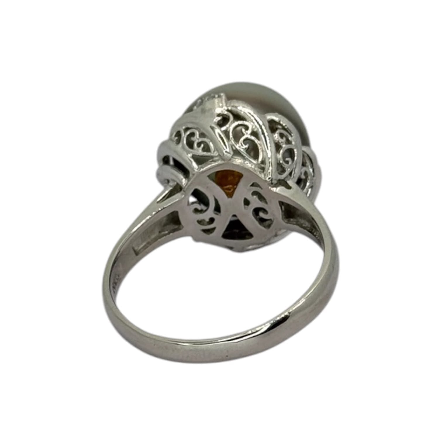 PT900 Silver South Sea Pearl=12.7mm Diamond Ring