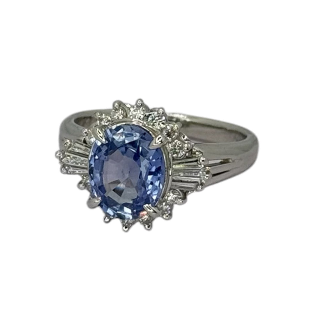 PT850 Natural Blue Sapphire=1.97cts, Diamond=0.38cts Ring w/Cert