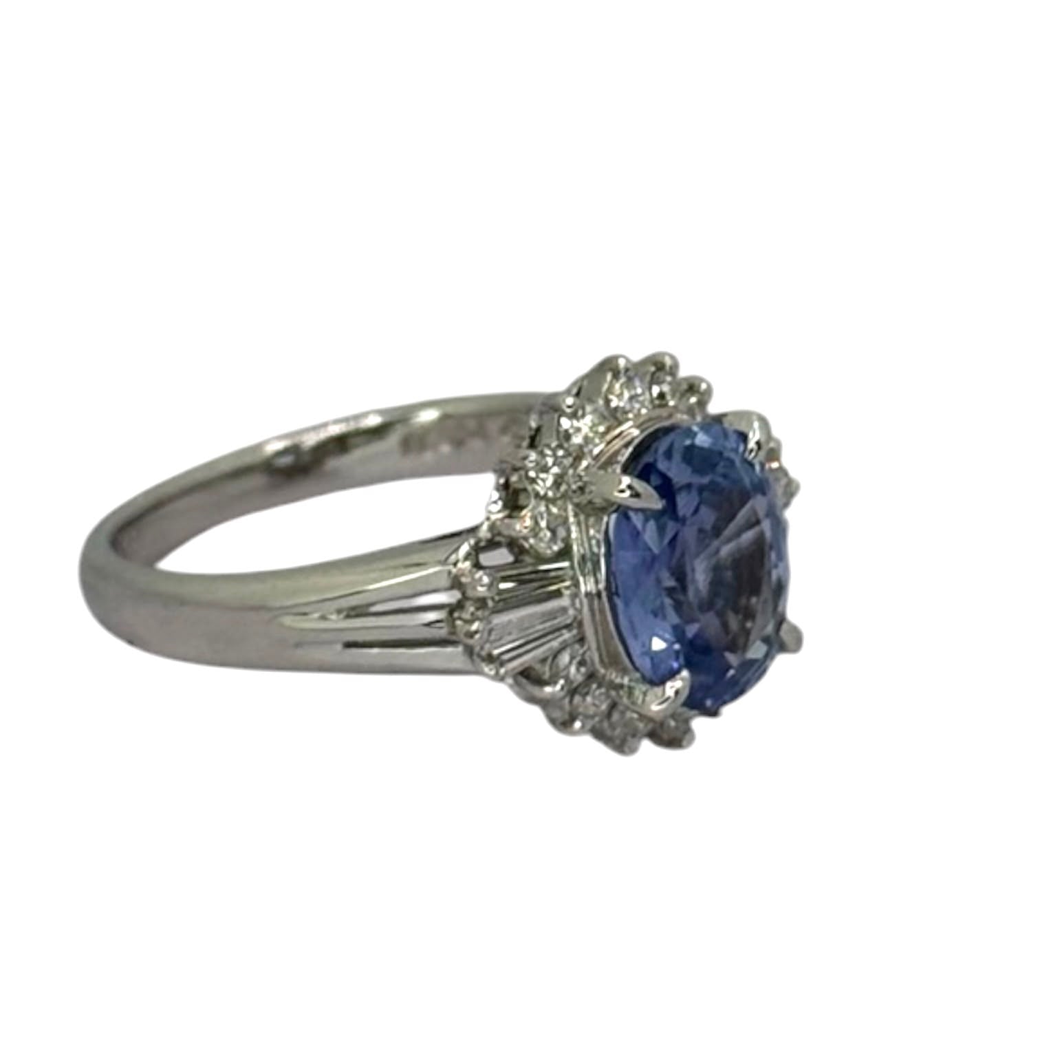 PT850 Natural Blue Sapphire=1.97cts, Diamond=0.38cts Ring w/Cert Secondary image