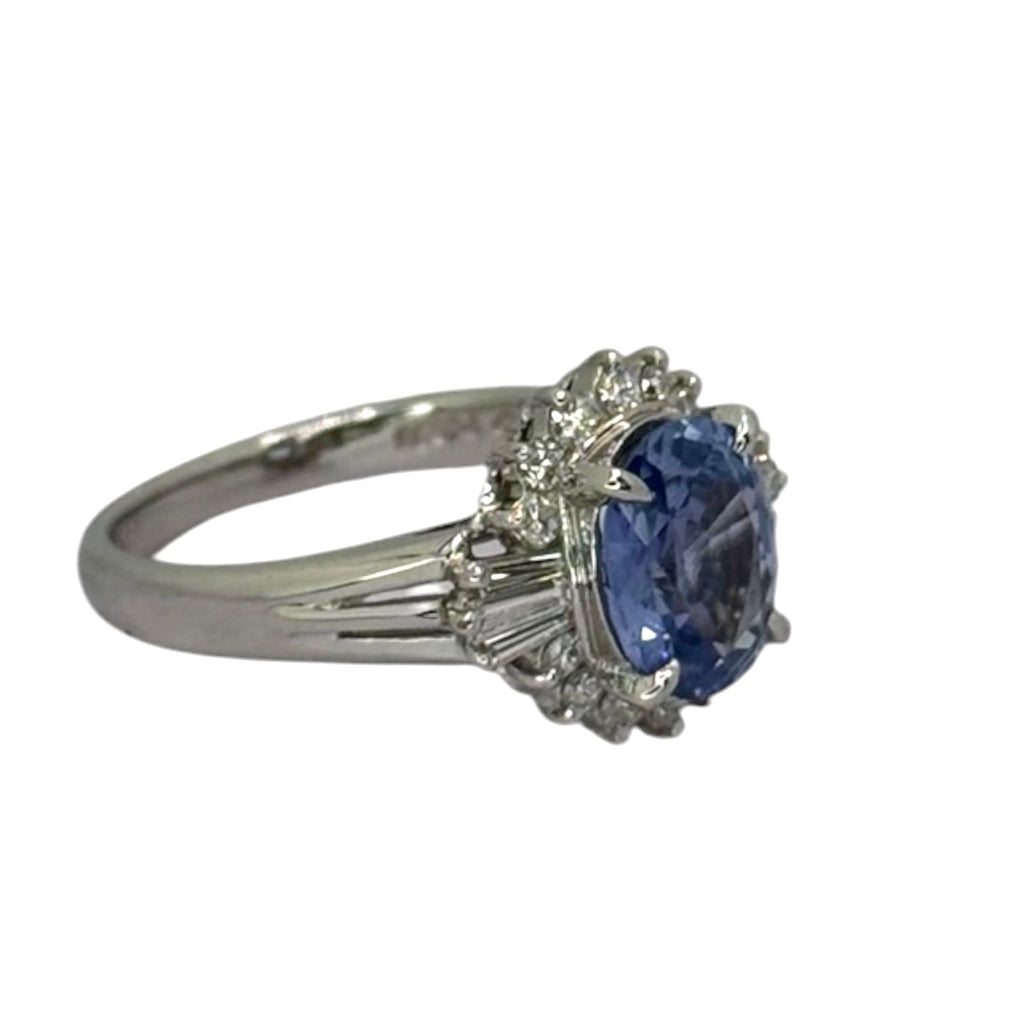 PT850 Natural Blue Sapphire=1.97cts, Diamond=0.38cts Ring w/Cert