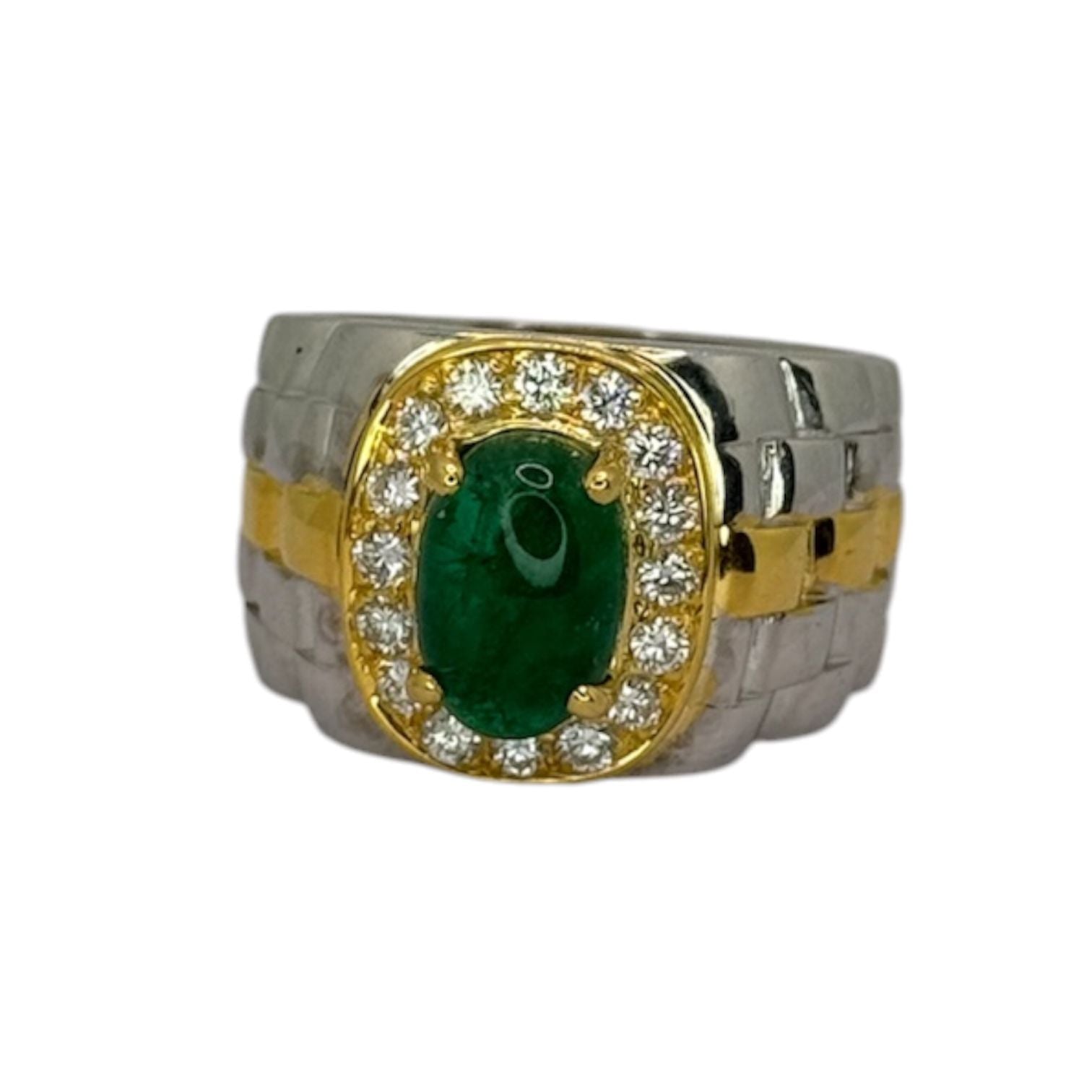 750W/YG Emerald=2.79cts, Diamond Men Ring Main image