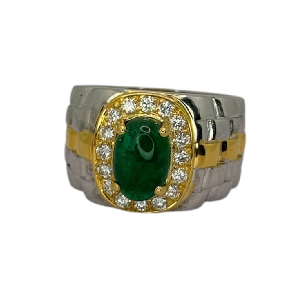 750W/YG Emerald=2.79cts, Diamond Men Ring