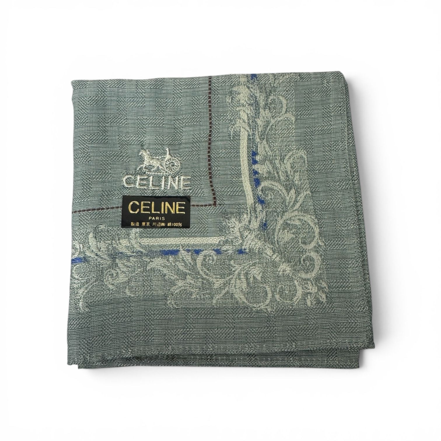 Celine Handkerchief Bluish Grey Blue Border Pattern Main image