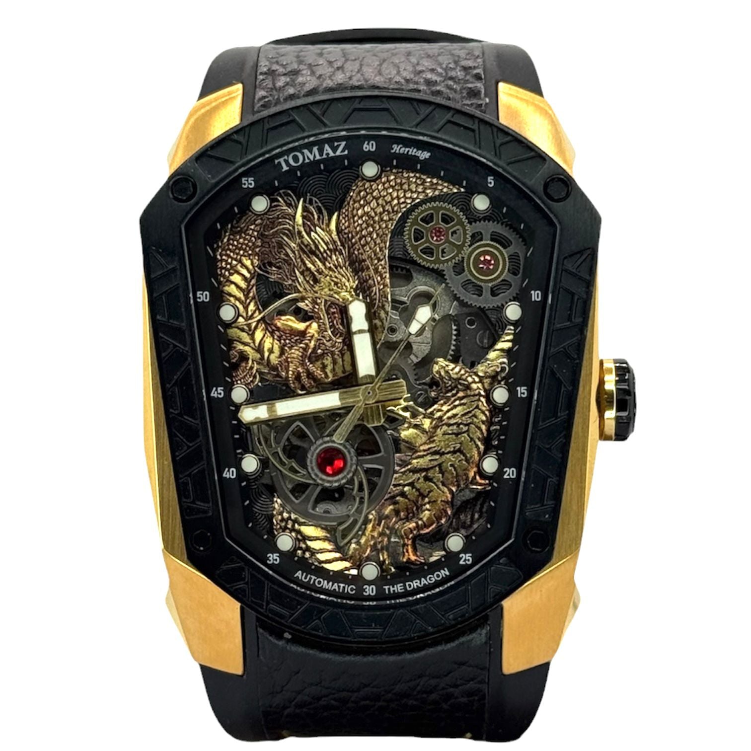 Tomaz TW028-1D6 Automatic Dragon And Tiger Dial Skeleton Dial Watch ,41.7mm x 50mm