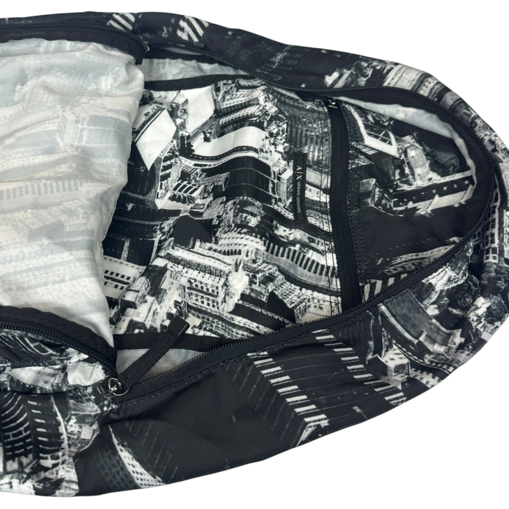 Armani Exchange Backpack Bag Black & White City Scape Design