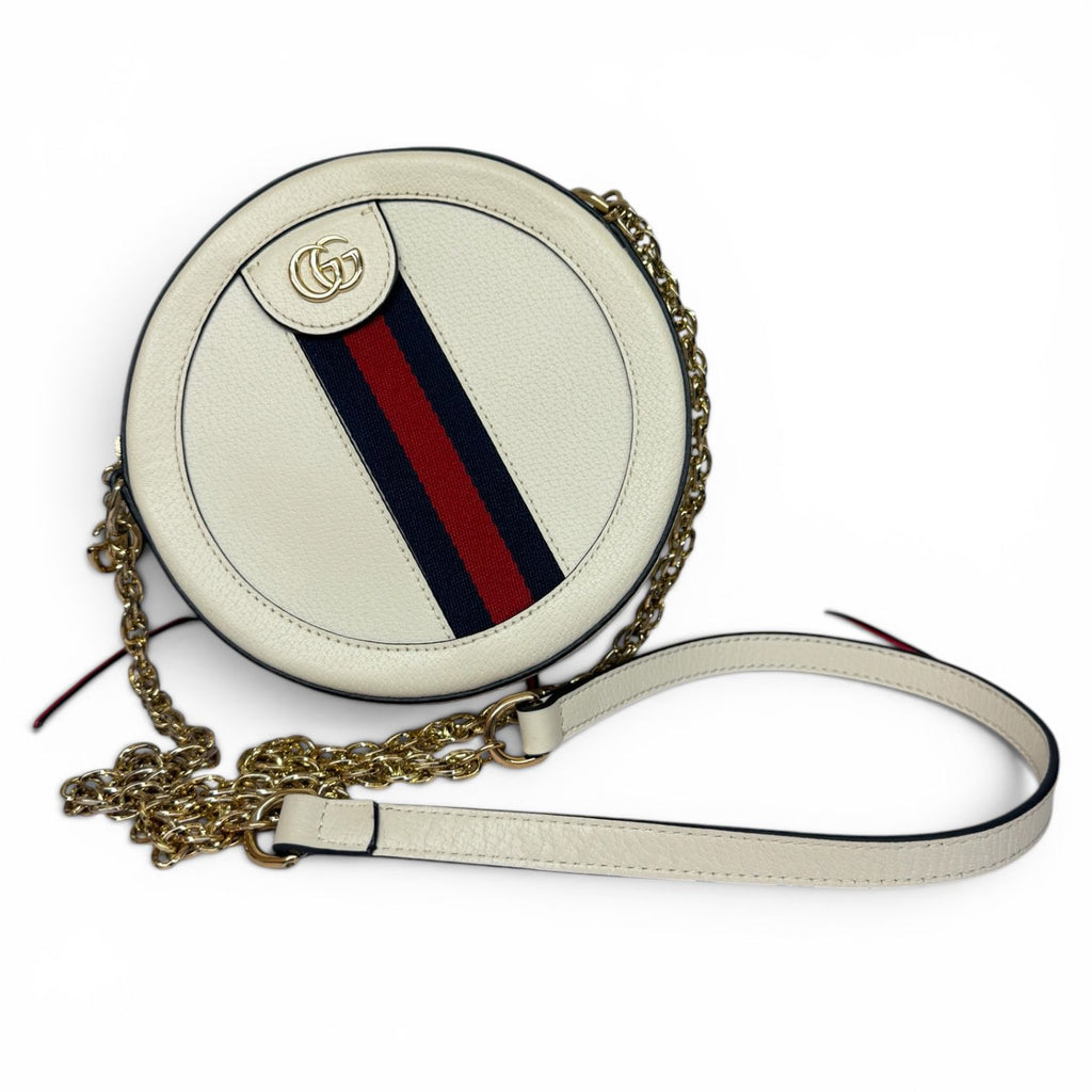 Gucci Ophidia Round Crossbody Bag White in Calfskin, Gold hardware 550618