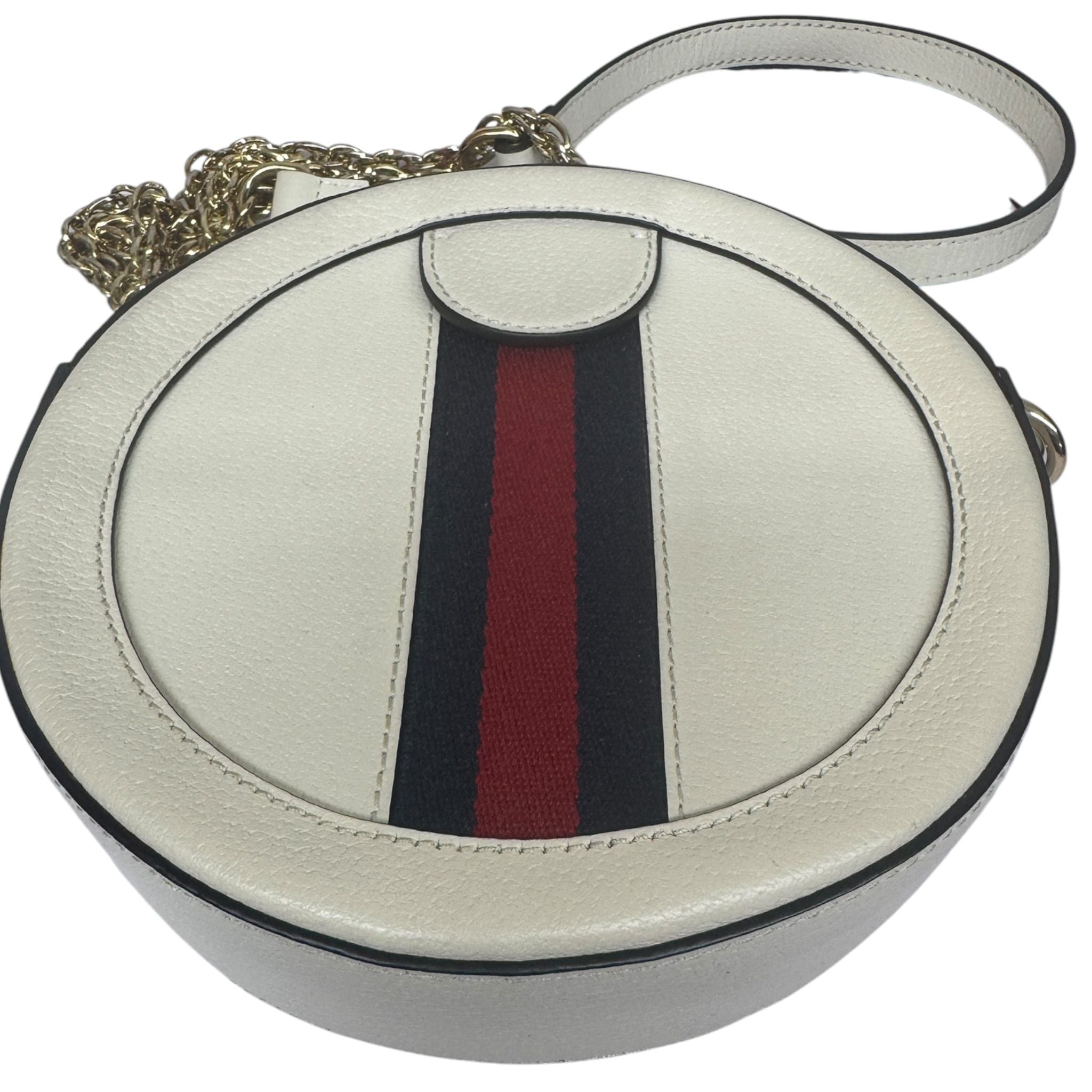 Gucci Ophidia Round Crossbody Bag White in Calfskin, Gold hardware 550618