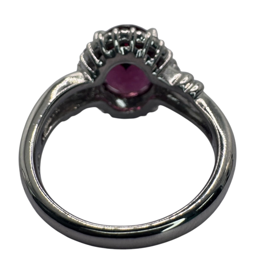 Natural Rhodolite Garnet Pt900 Lady's Ring