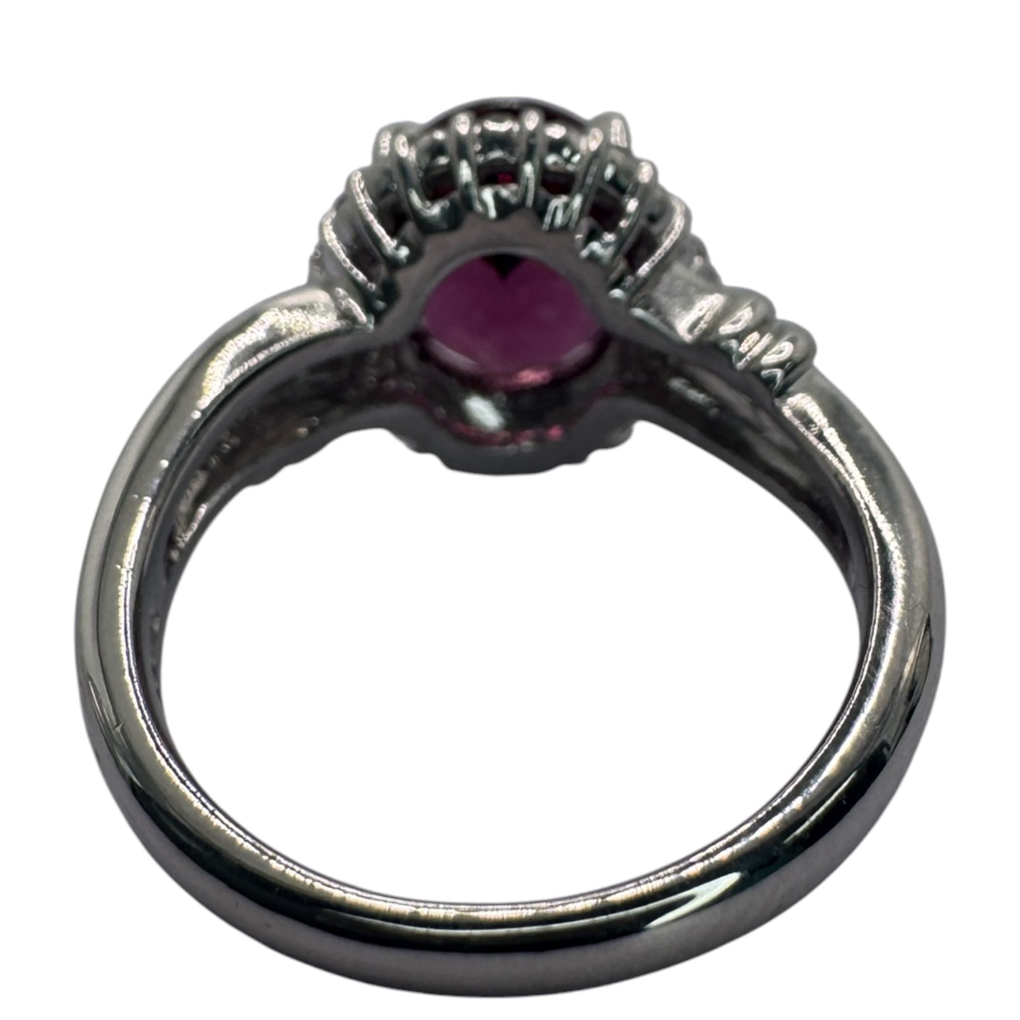 Natural Rhodolite Garnet Pt900 Lady's Ring