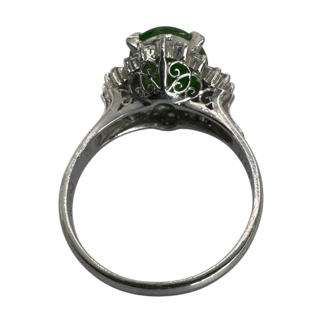 Natural Green Jadeite Type A Lady's Ring Pt900