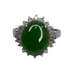 Natural Green Jadeite Type A Lady's Ring Pt900