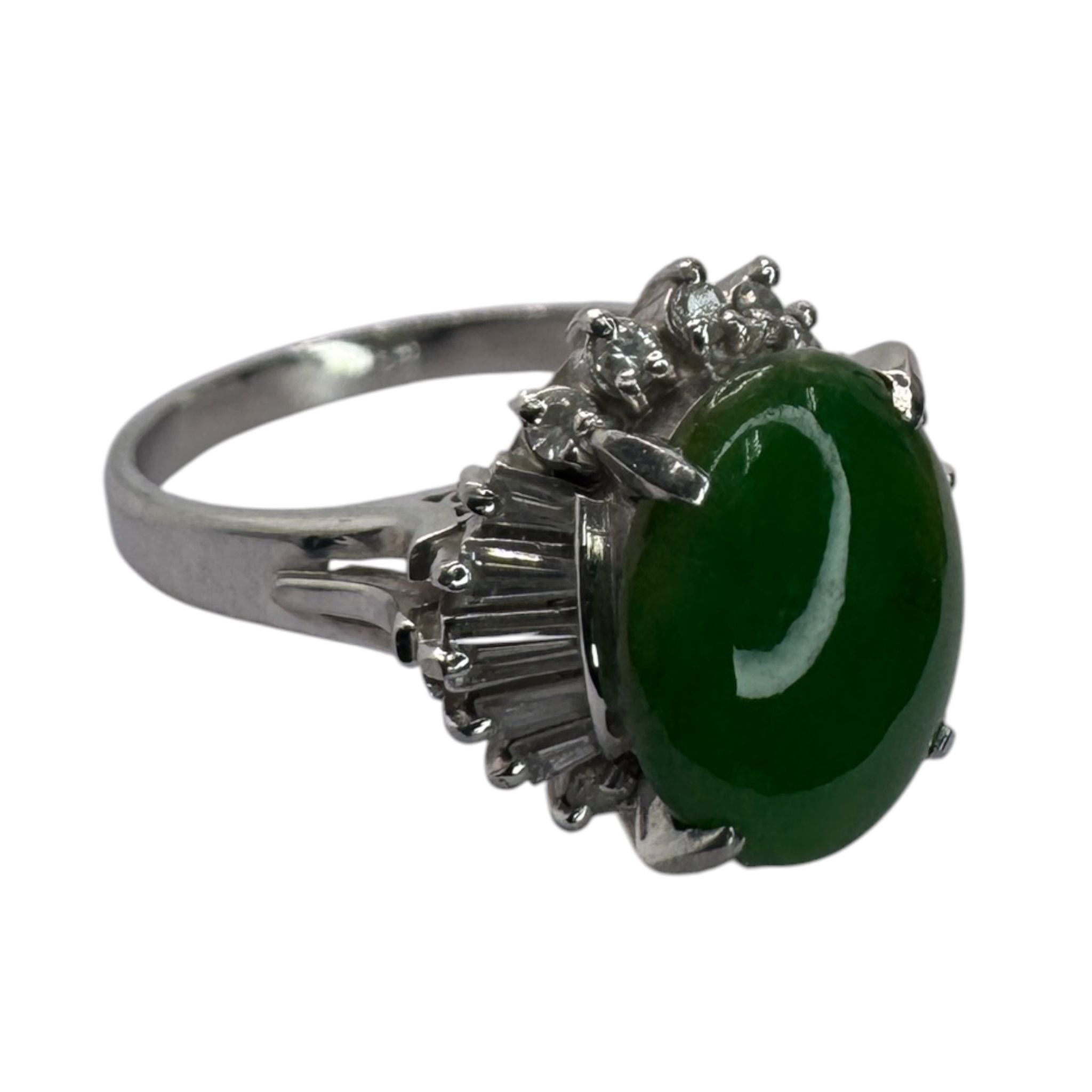 Natural Green Jadeite Type A Lady's Ring Pt900 Secondary image
