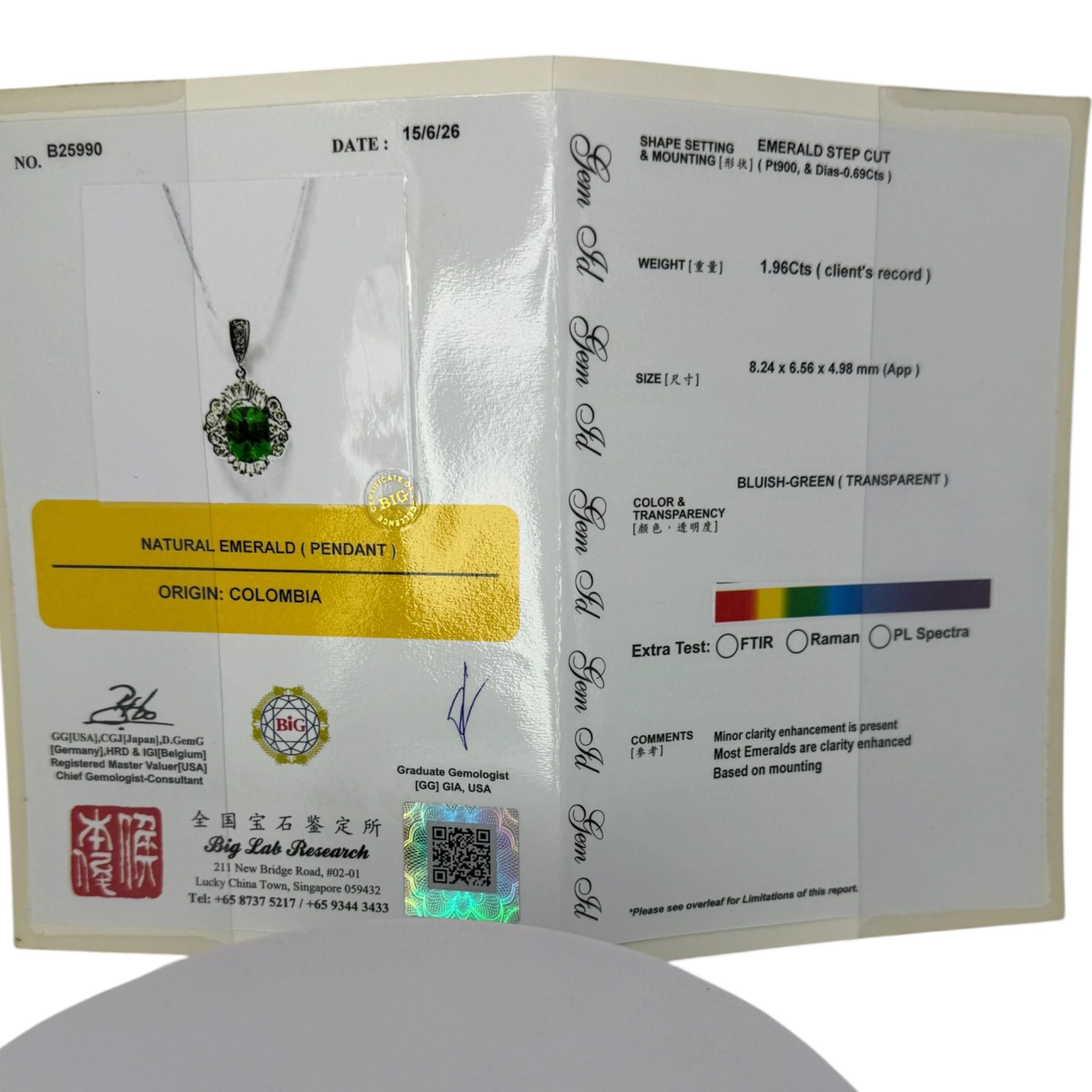 Emerald Pendant Pt900