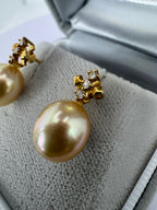 Pearl Earrings 18K With Diamonds