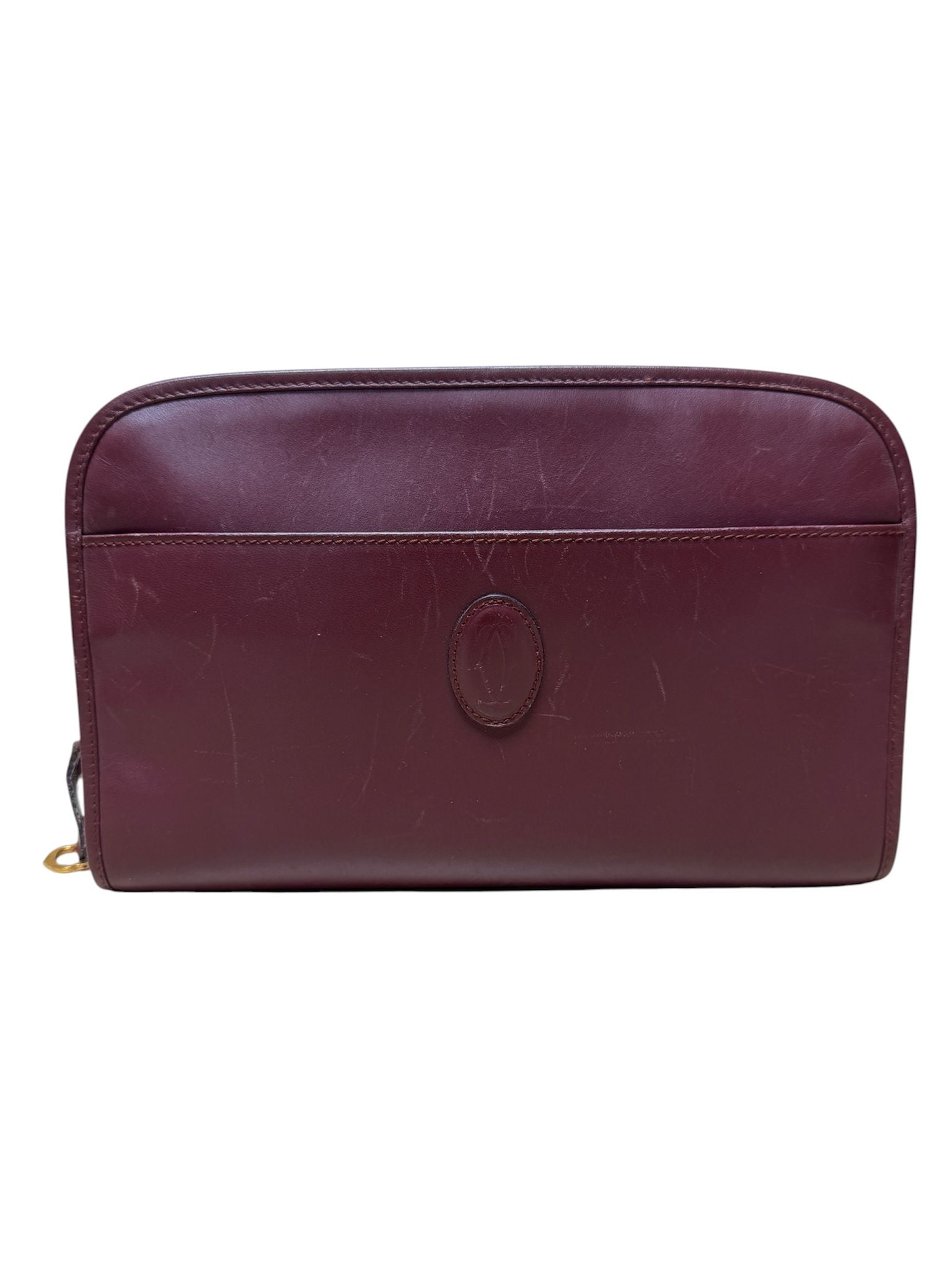 Cartier Clutch Bag Brown Leather Gold Zip Main image