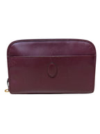 Cartier Clutch Bag Brown Leather Gold Zip
