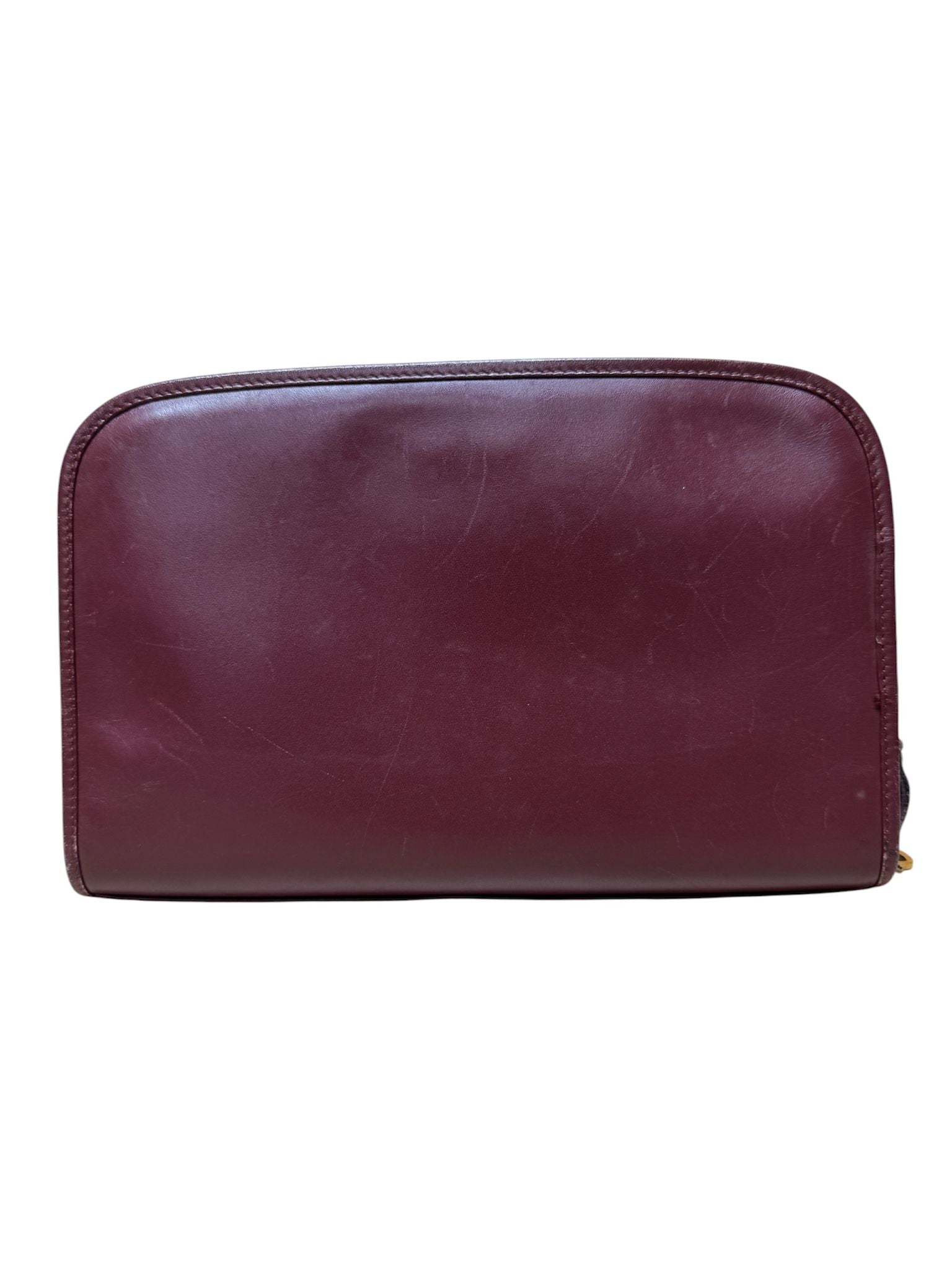 Cartier Clutch Bag Brown Leather Gold Zip