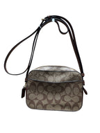 Coach Shoulder Bag Brown Canvas Sig Logo Pattern leather Strap
