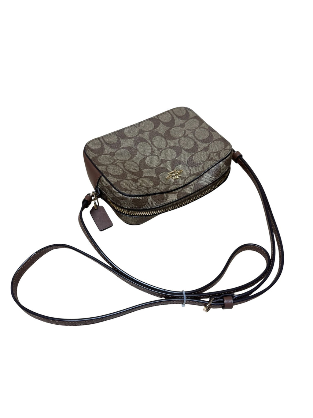 Coach Shoulder Bag Brown Canvas Sig Logo Pattern leather Strap