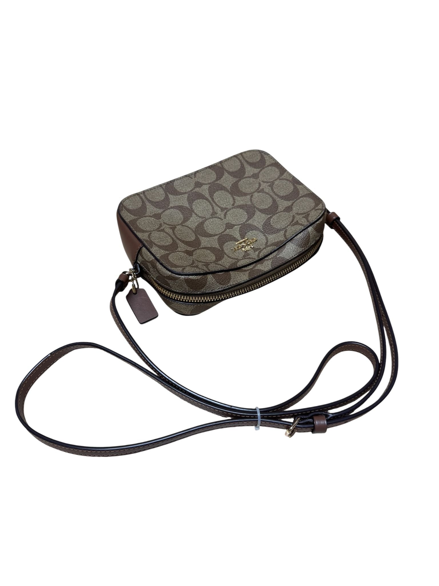 Coach Shoulder Bag Brown Canvas Sig Logo Pattern leather Strap