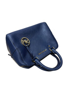 Michael Kors Tote Bag Blue Leather 2 Way Removable Strap