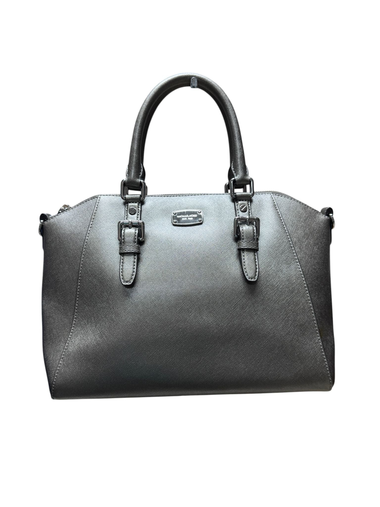 Micheal Kors Shoulder Bag Metallic Grey Leather 2 Way