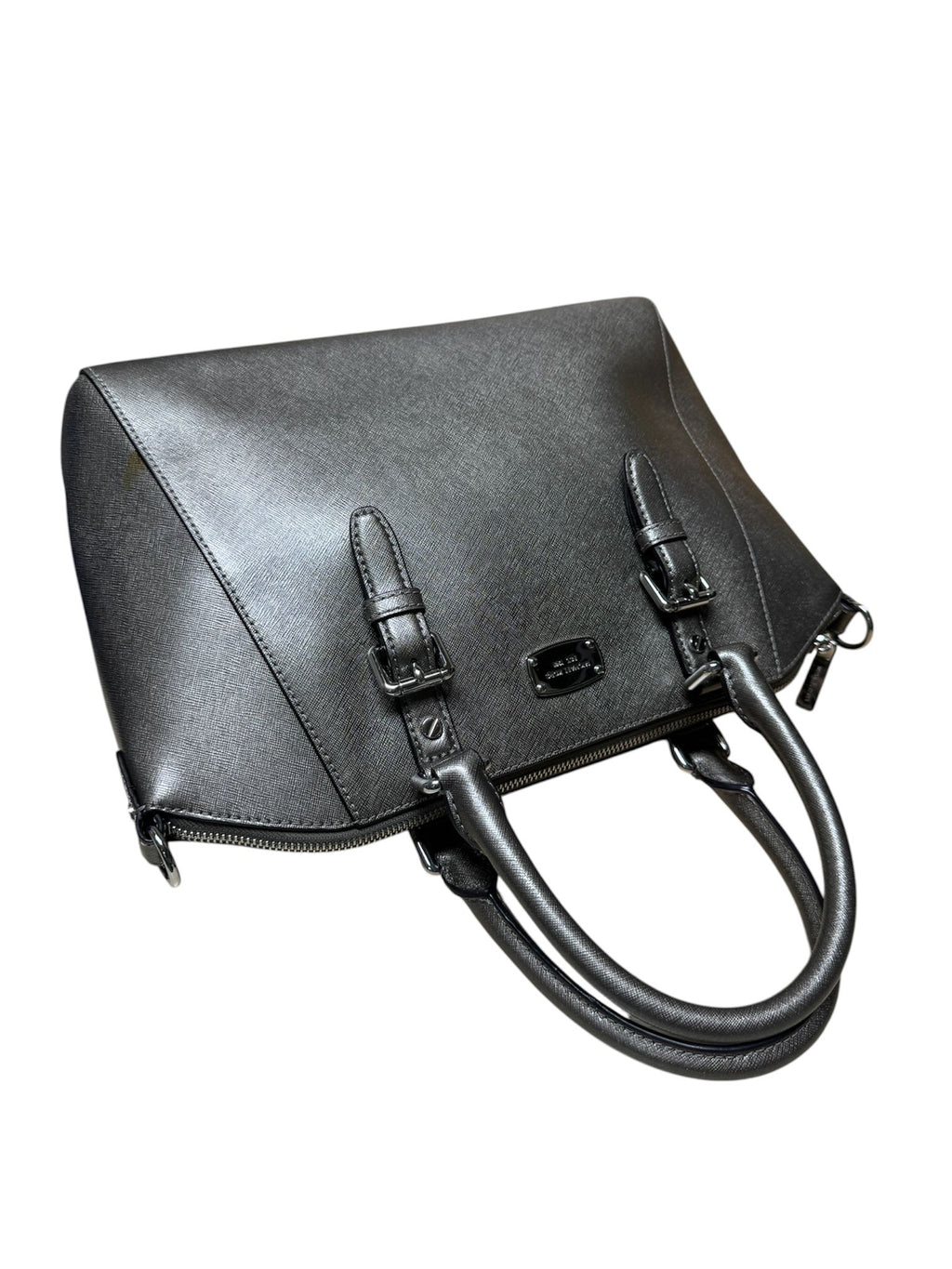 Micheal Kors Shoulder Bag Metallic Grey Leather 2 Way