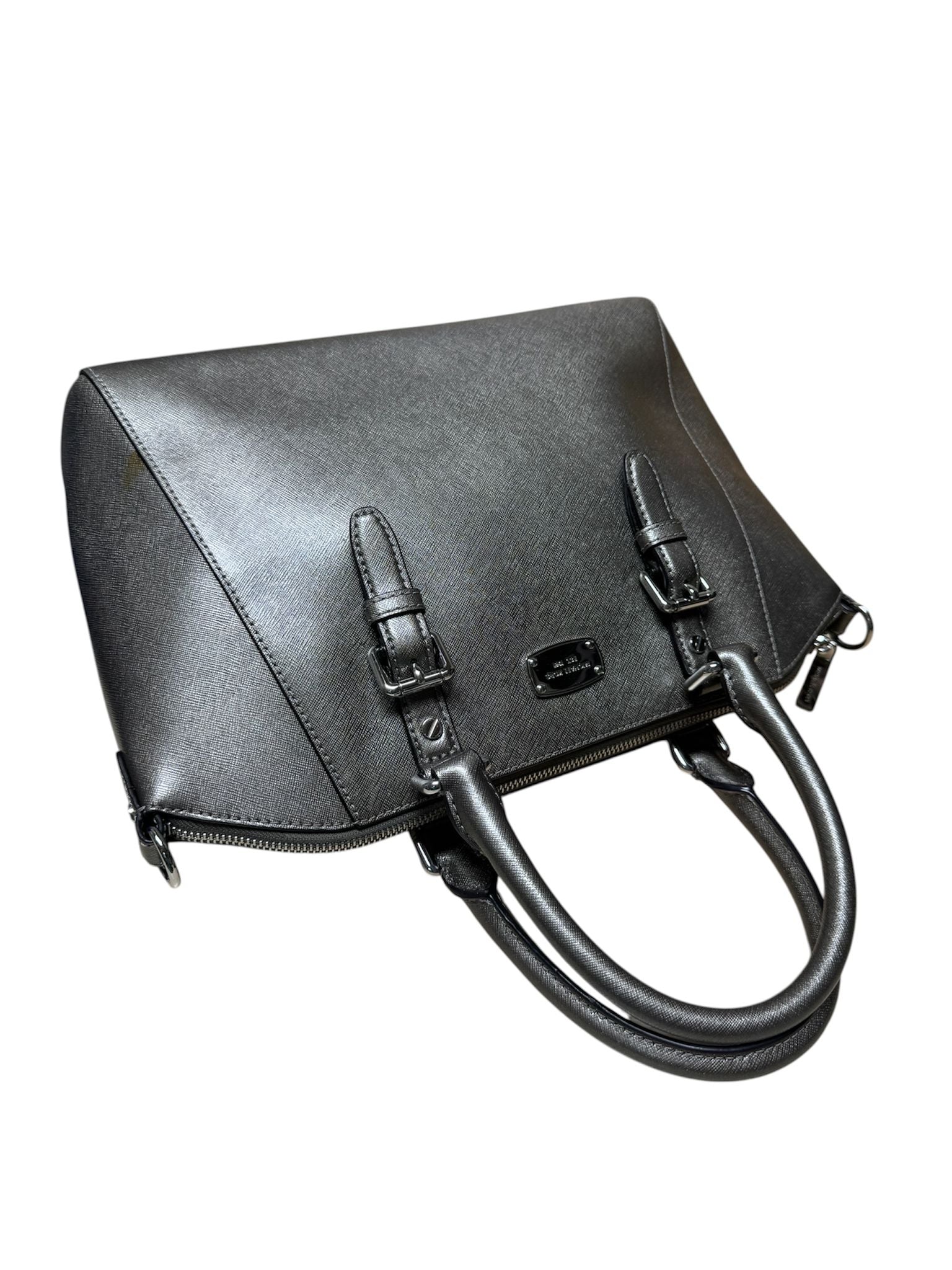 Micheal Kors Shoulder Bag Metallic Grey Leather 2 Way