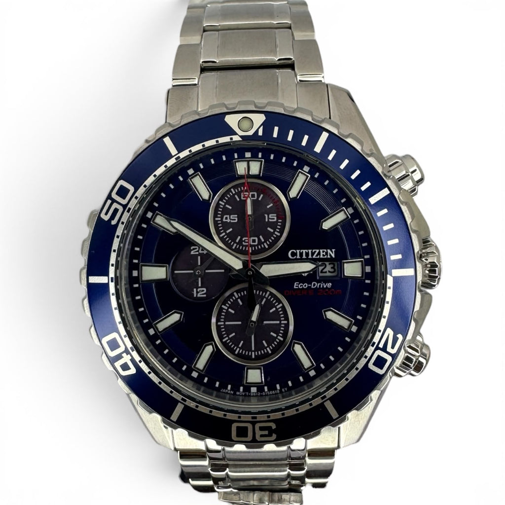 Citizen Promaster Eco-Drive Mens Watch Divers 200m Blue Dial B612-S123887 w/ Box and Tank