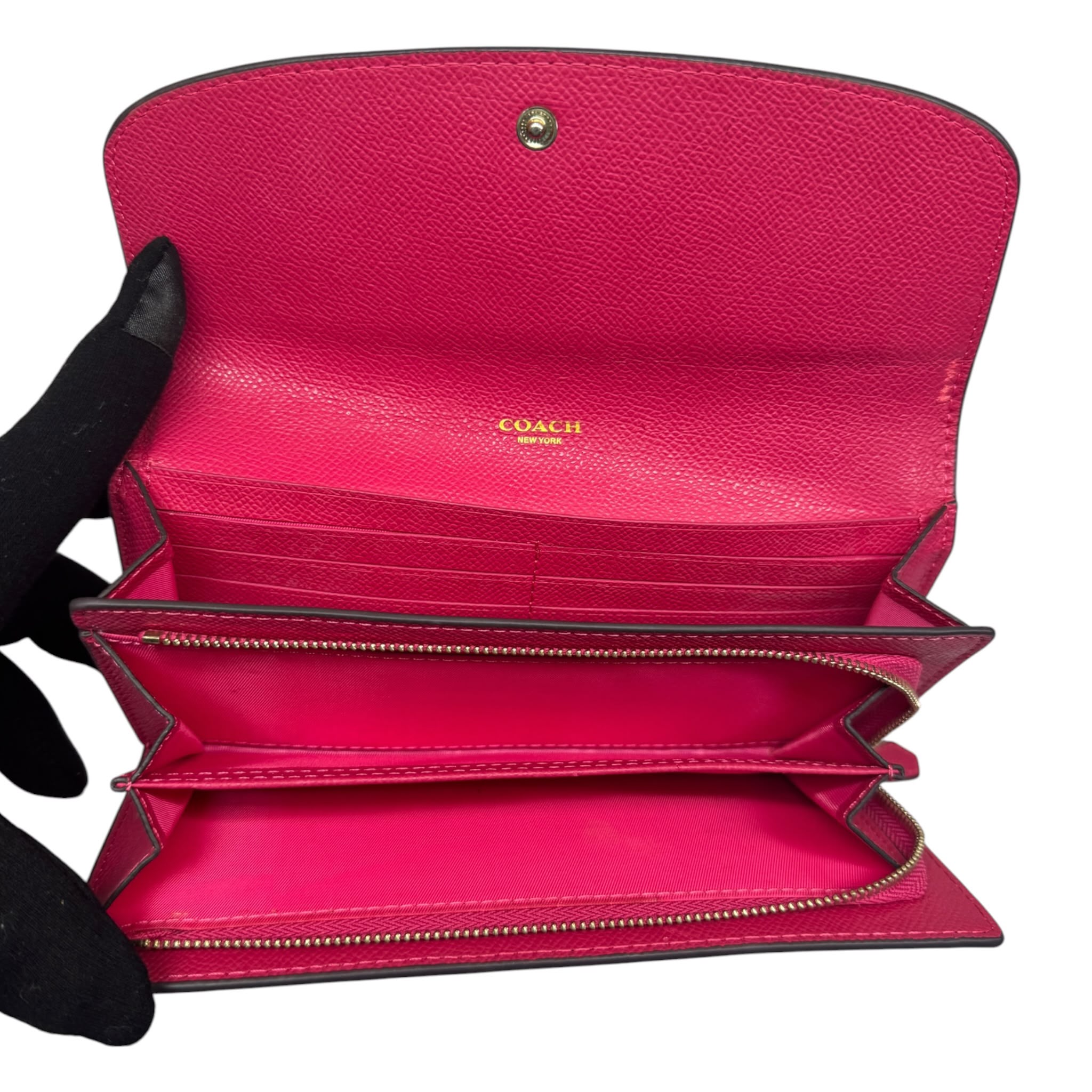 Coach Slim Envelope Leather Wallet Long Pink