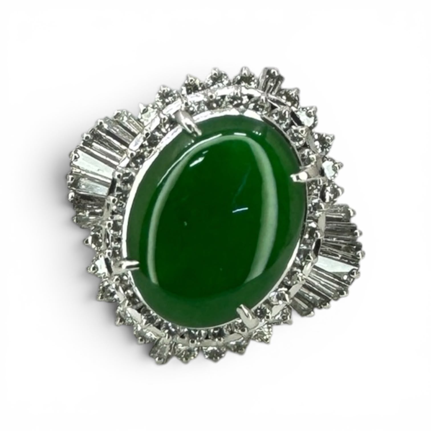 Jade With Diamonds Pt950 Ring