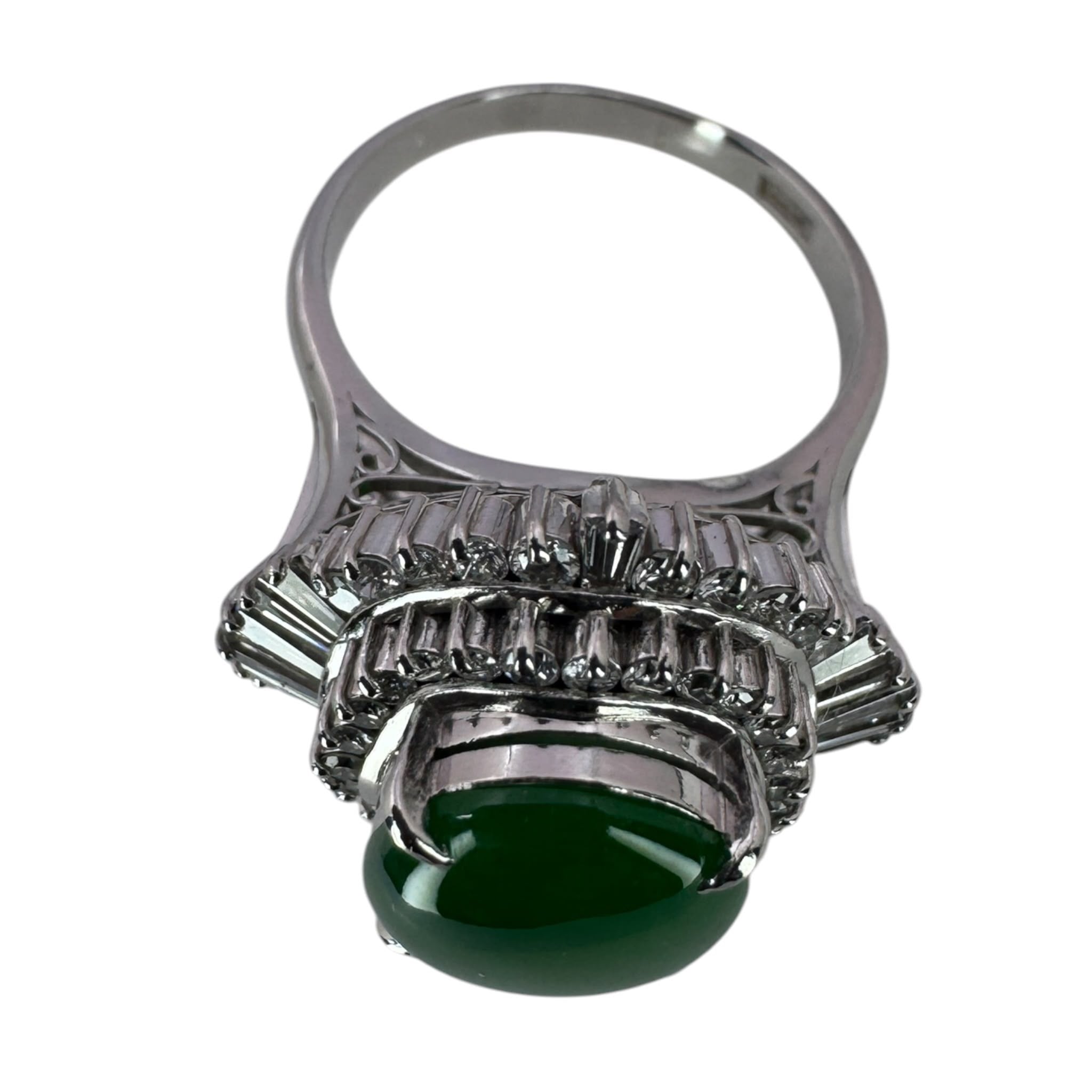 Jade With Diamonds Pt950 Ring