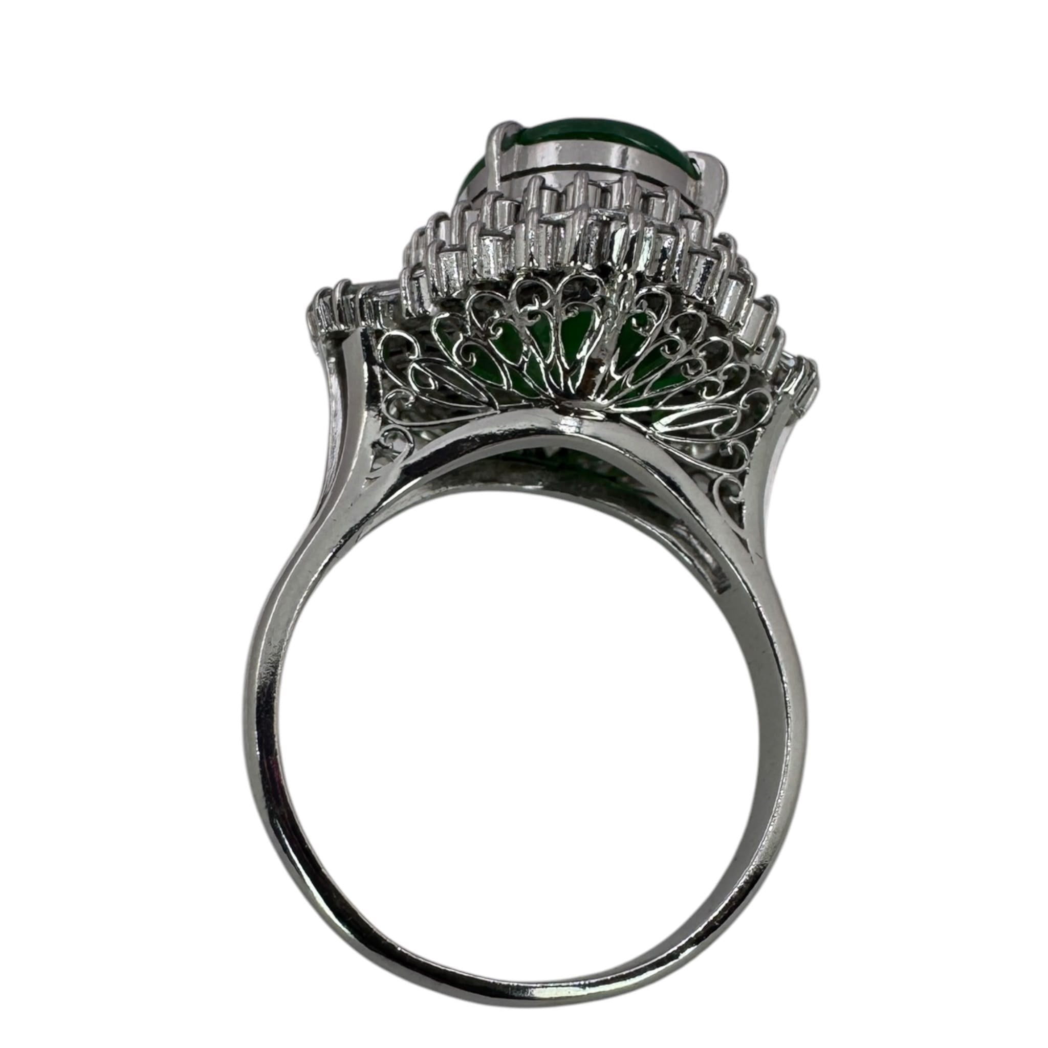 Jade With Diamonds Pt950 Ring