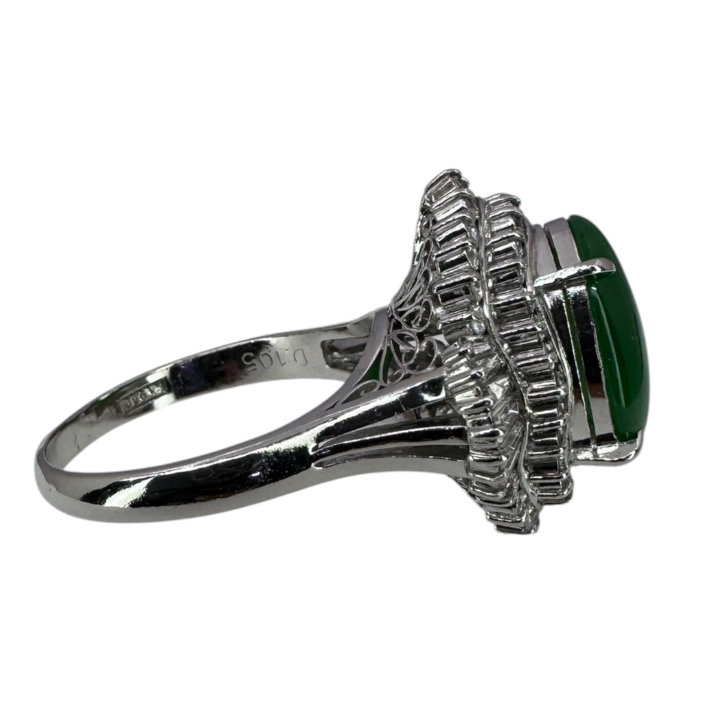 Jade With Diamonds Pt950 Ring