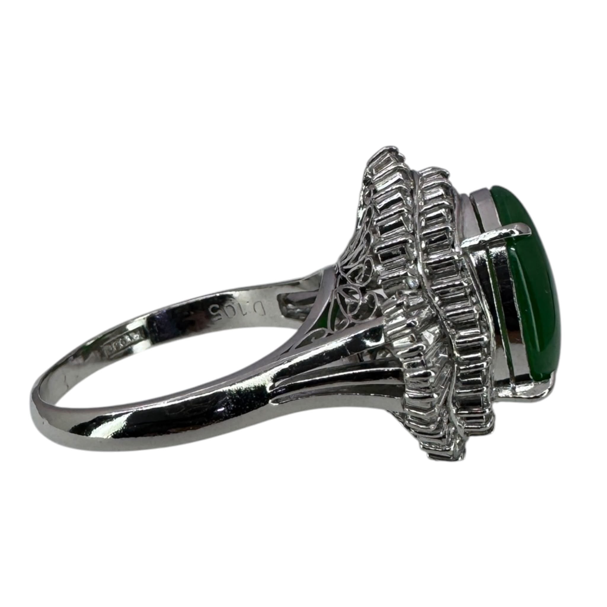 Jade With Diamonds Pt950 Ring