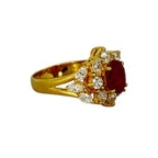 750YG "Pigeon Blood" Red Ruby=Appx1.85ct Diamonds Ring w/Cert