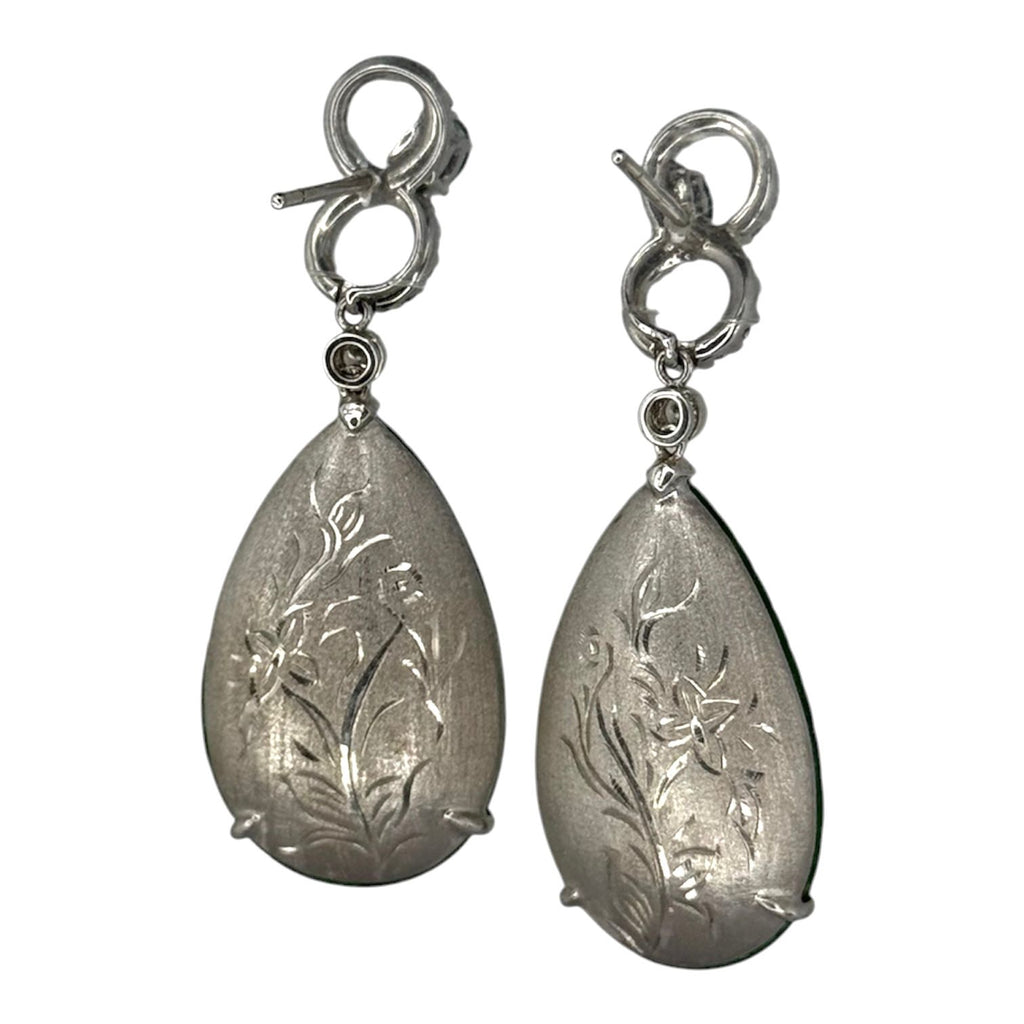 18KWG Jade Diamond Earring w/Cert