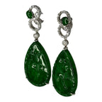 18KWG Jade Diamond Earring w/Cert