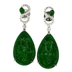 18KWG Jade Diamond Earring w/Cert