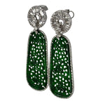 750WG Ruyi Carving Jadeite Diamond Earrings With Cert