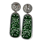 750WG Ruyi Carving Jadeite Diamond Earrings With Cert